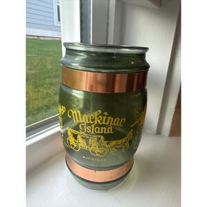 Vintage Green Barrel Mackinac Island Glass Mug Siesta Ware